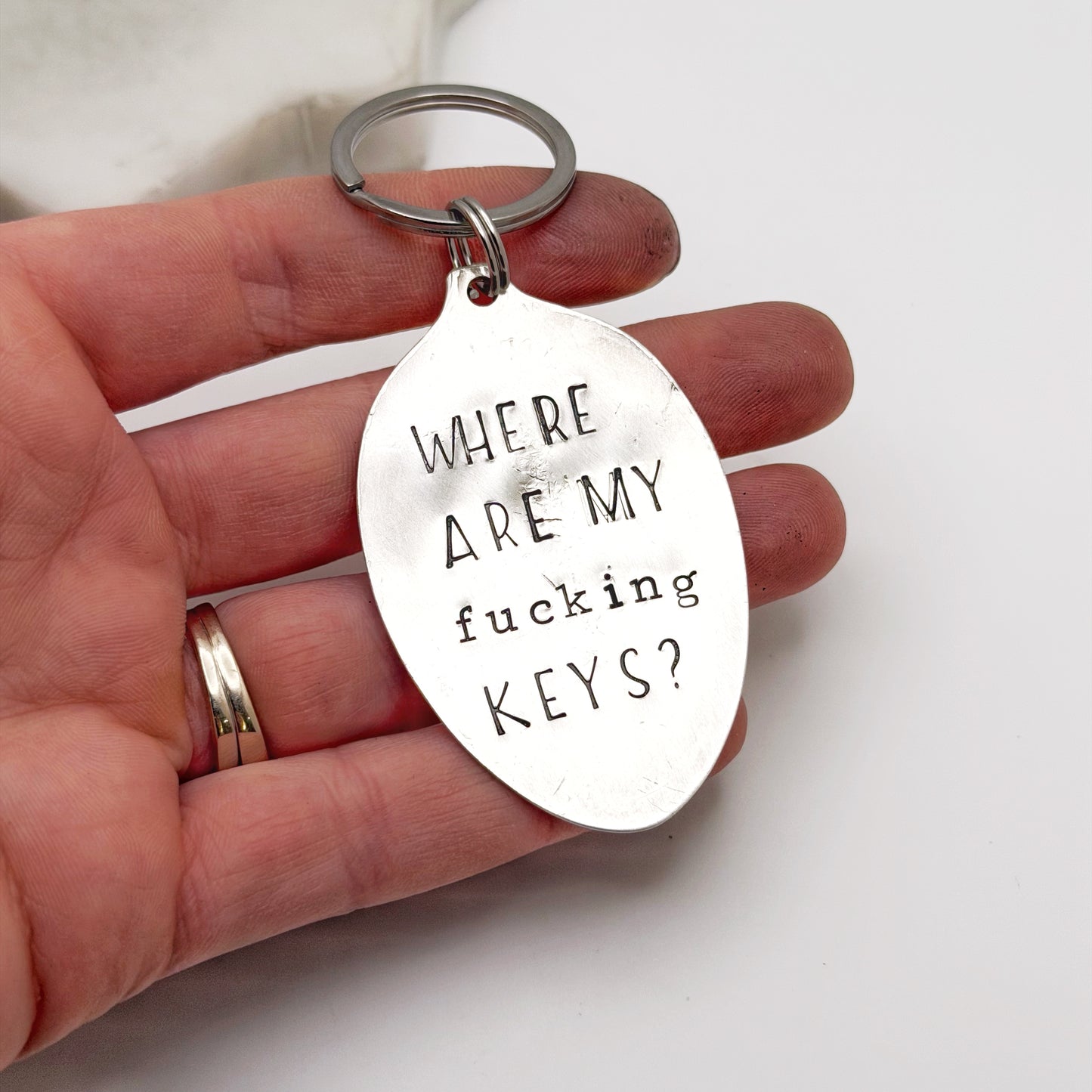 Where Are My Fucking Keys, Hand Stamped Vintage Spoon Keychain Keychains callistafaye
