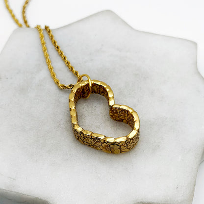 Golden Love Precious Flower 1970, ULTRA RARE Small Floating Heart, Vintage Spoon Jewelry Hearts callistafaye