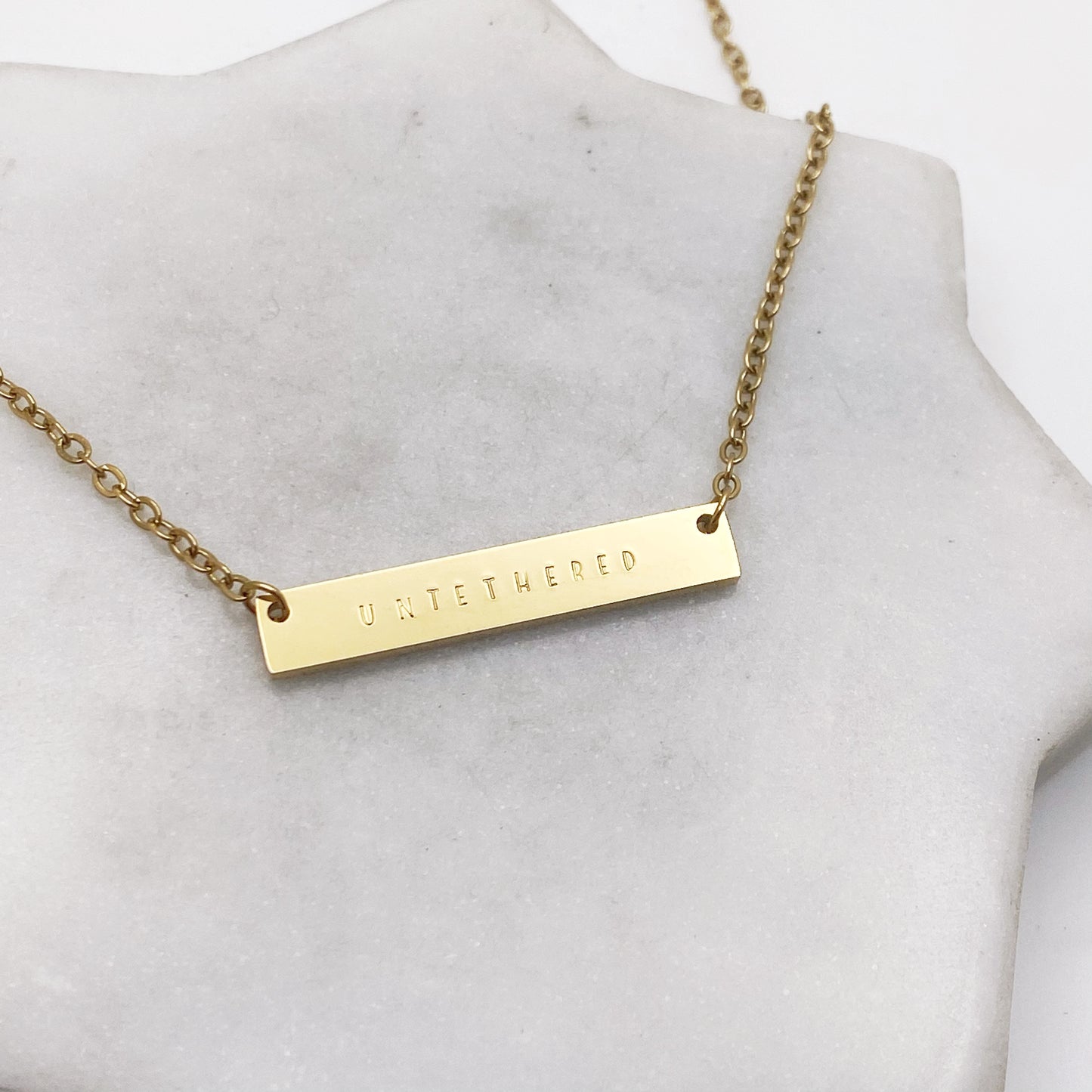 Untethered, Hand Stamped Bar Affirmation Necklace Necklaces sst callistafaye