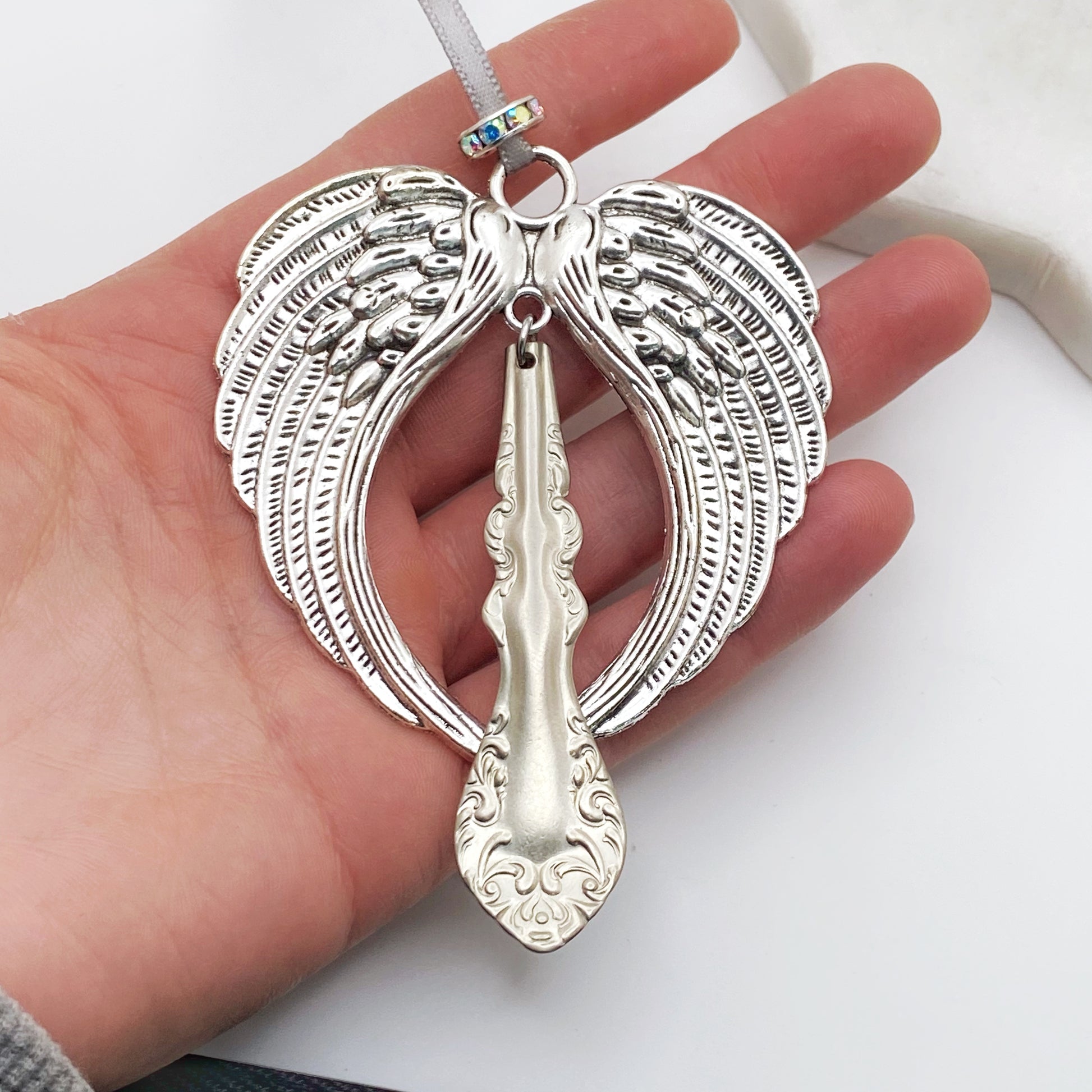 Large Angel Ornament, Finesse 1980, Hand Stamped Vintage Spoon Ornament Ornaments callistafaye
