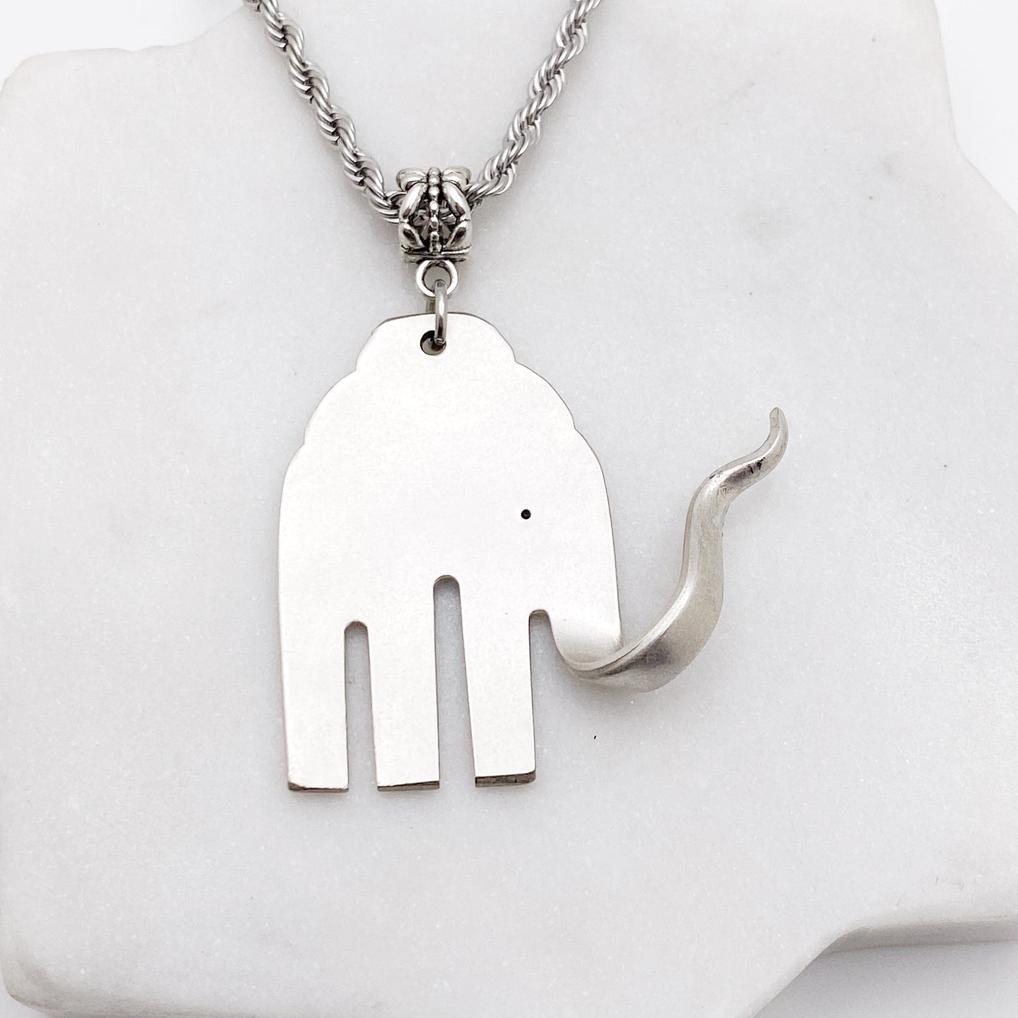 Elefork Necklace, Elephant Fork Pendant, Vintage Silverware Jewelry Necklaces callistafaye e  