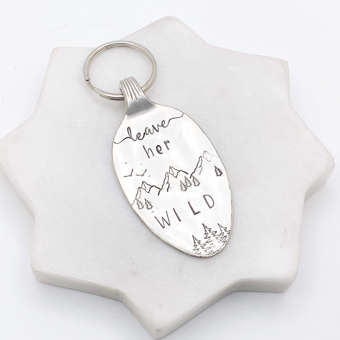 Leave Her Wild, Hand Stamped Vintage Spoon Keychain Keychains callistafaye   