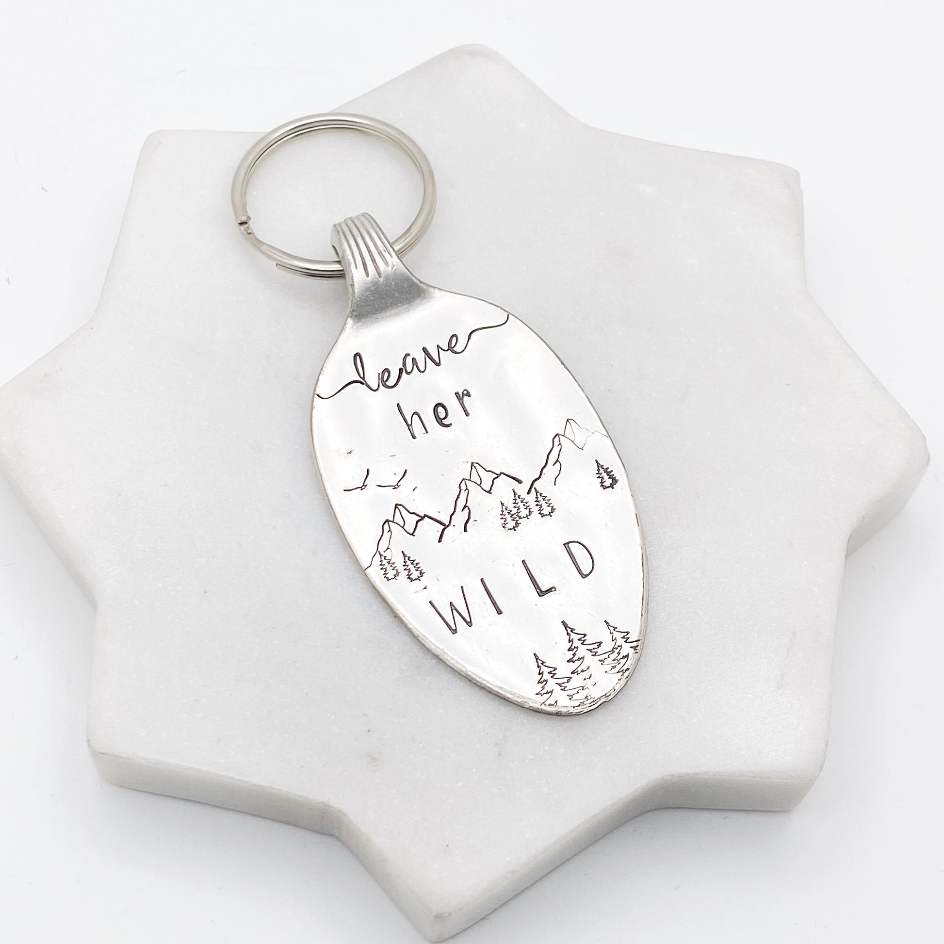 Leave Her Wild, Hand Stamped Vintage Spoon Keychain Keychains callistafaye   