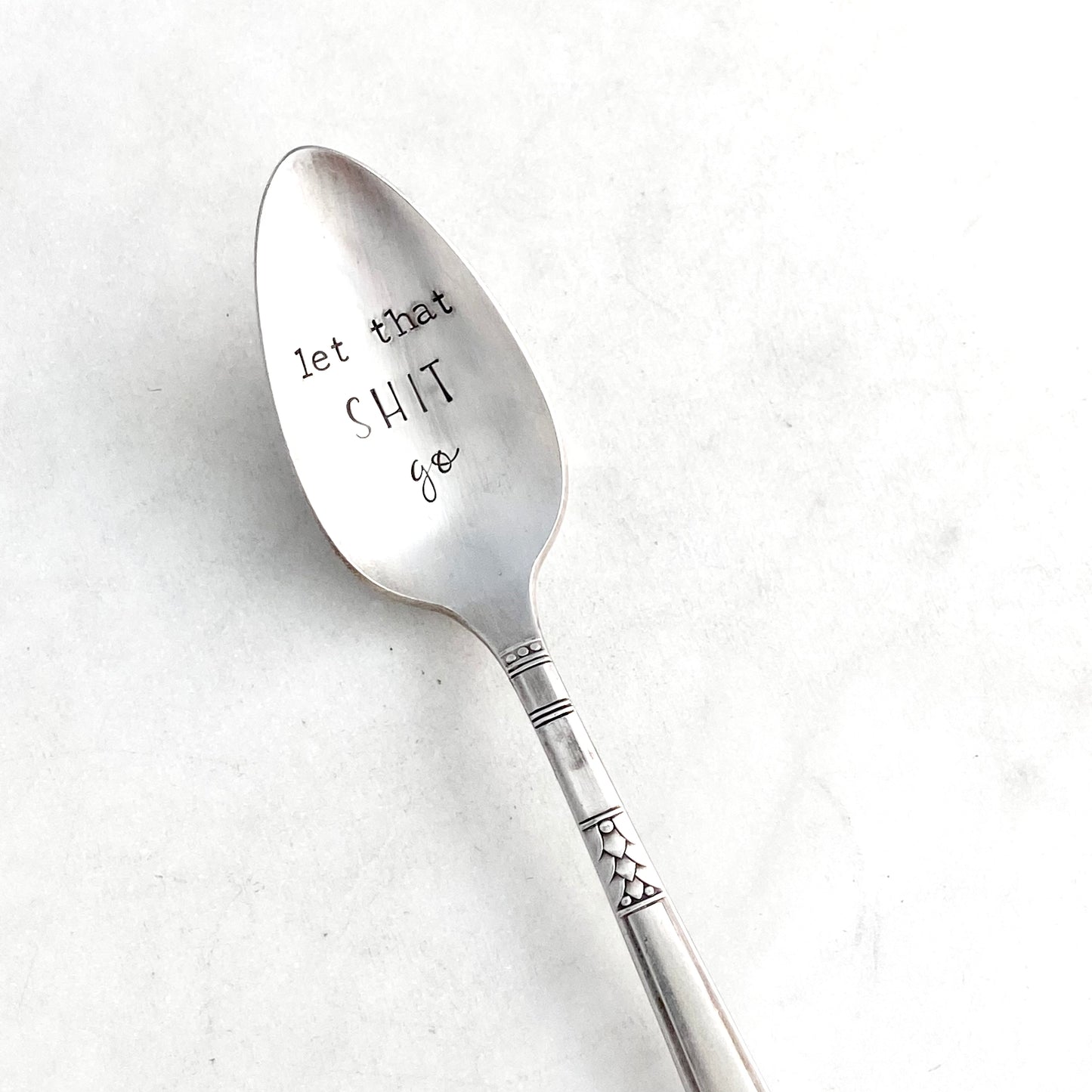 Let That Shit Go, Hand Stamped Vintage Spoon Spoons callistafaye   