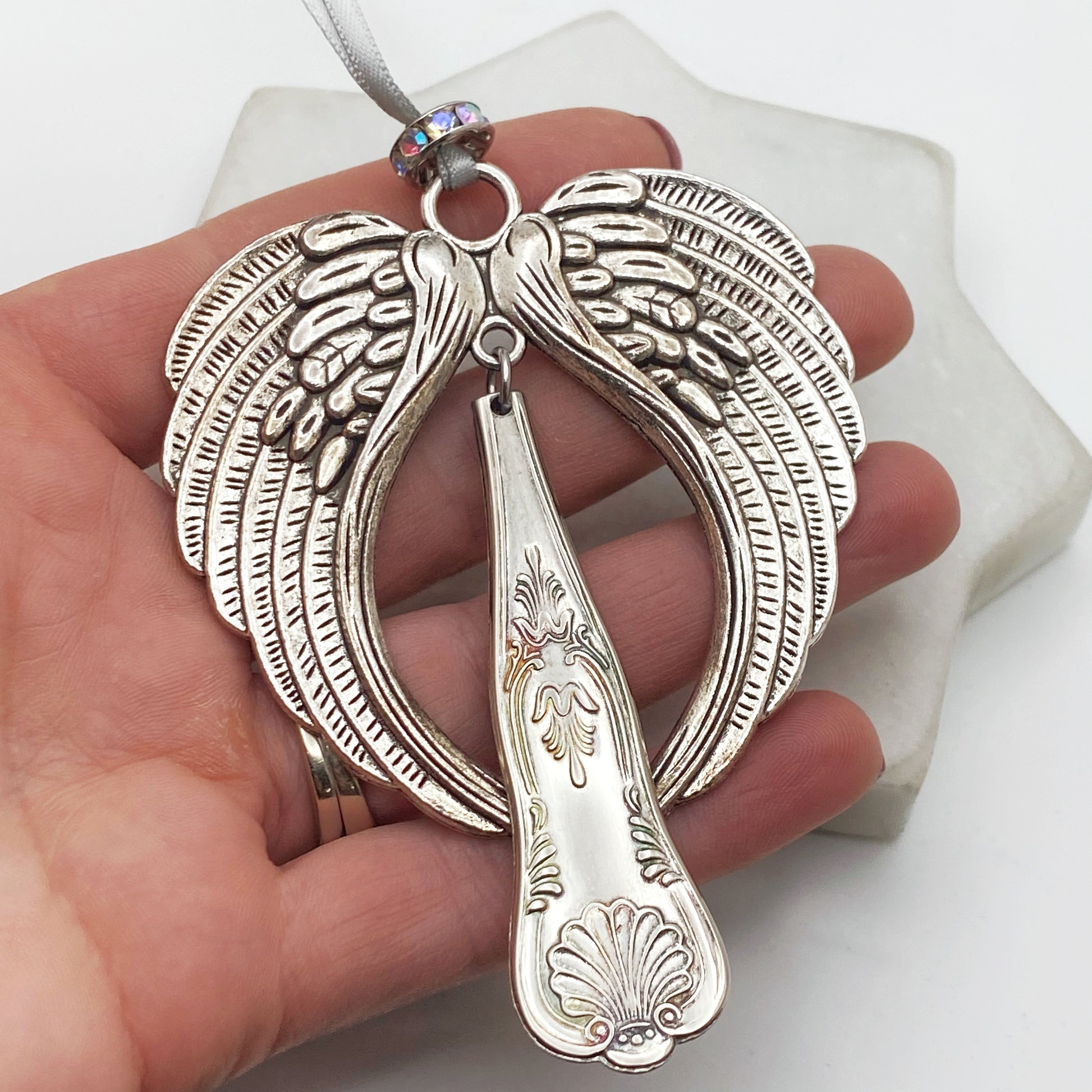 Large Angel Ornament, Kings 1977, Hand Stamped Vintage Spoon Ornament Ornaments callistafaye   