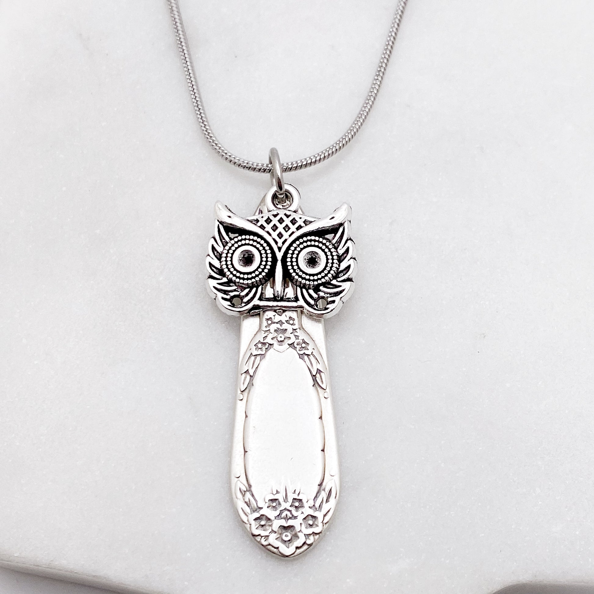 Owl Necklace, Owl Charm Pendant, Vintage Silverware Jewelry Necklaces callistafaye a - Garland Rapture 1937  