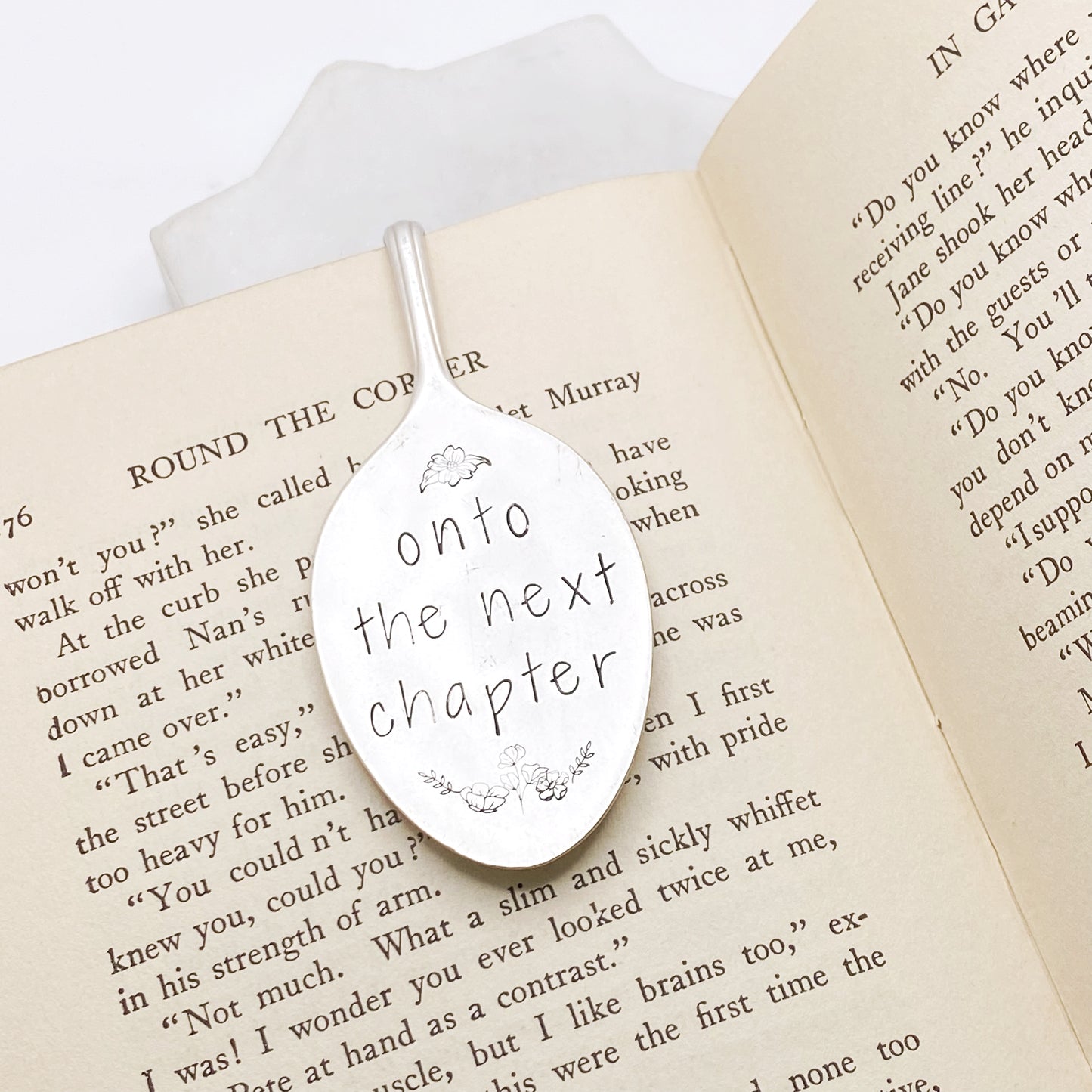 Onto the Next Chapter (floral), Vintage Spoon Bookmark Bookmarks callistafaye   