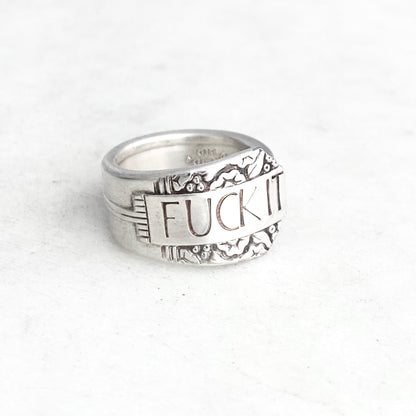 Fuck It, Park Lane 1936, Custom Size Spoon Ring, Vintage Silverware Ring Rings callistafaye   