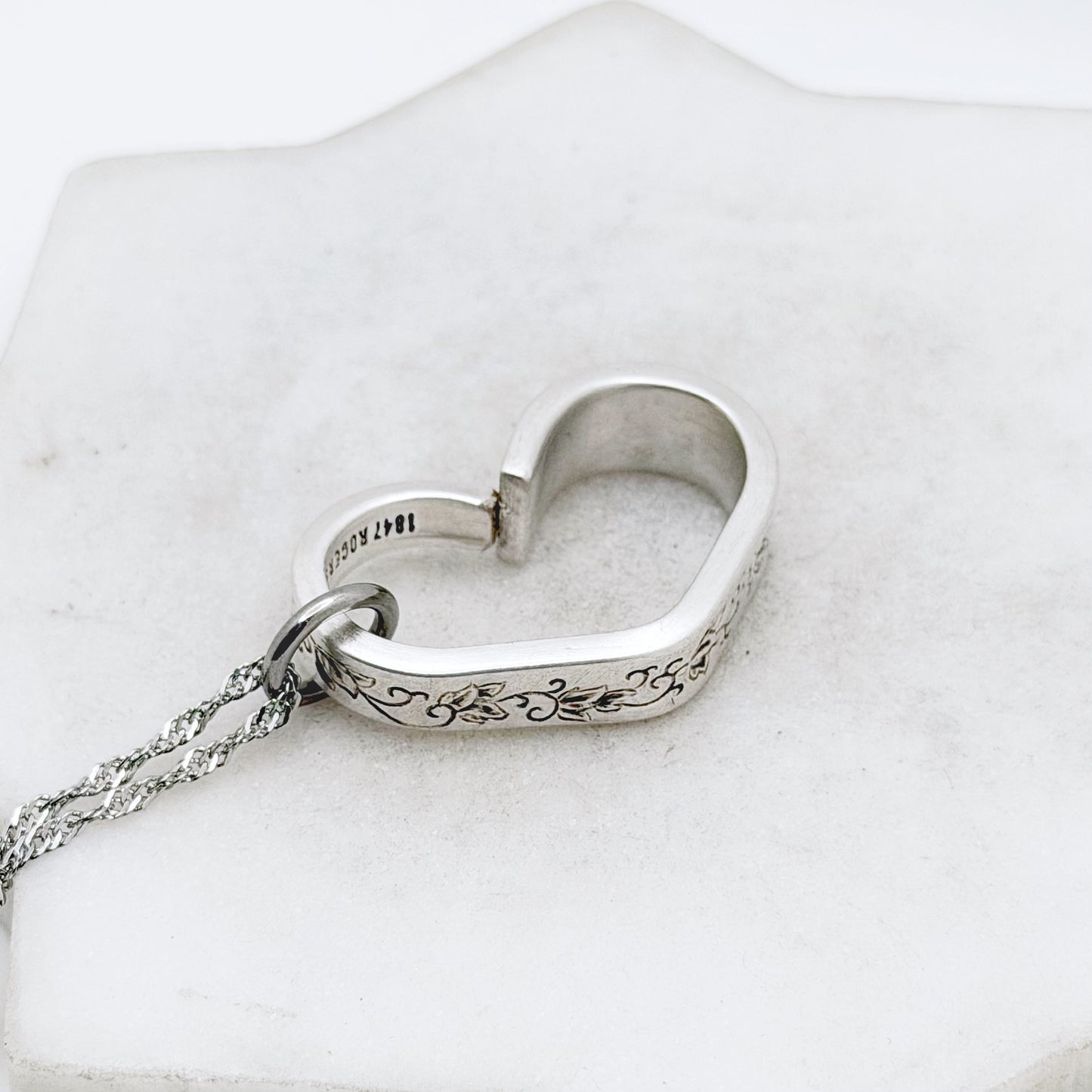 Silver Lace 1968, RARE Small Floating Heart, Vintage Spoon Jewelry Hearts callistafaye