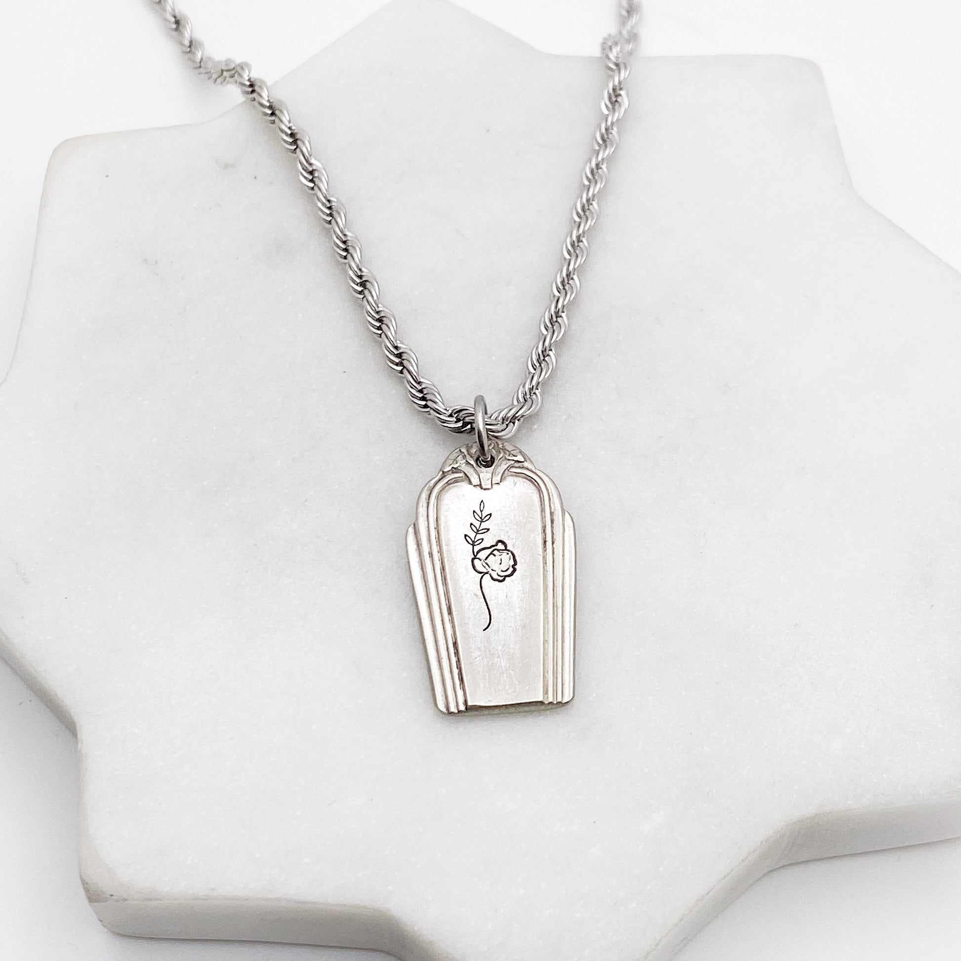 Coffin Necklace, Memento Mori Jewelry, Coffin Shaped Pendant, Vintage Silverware Jewelry Necklaces callistafaye   