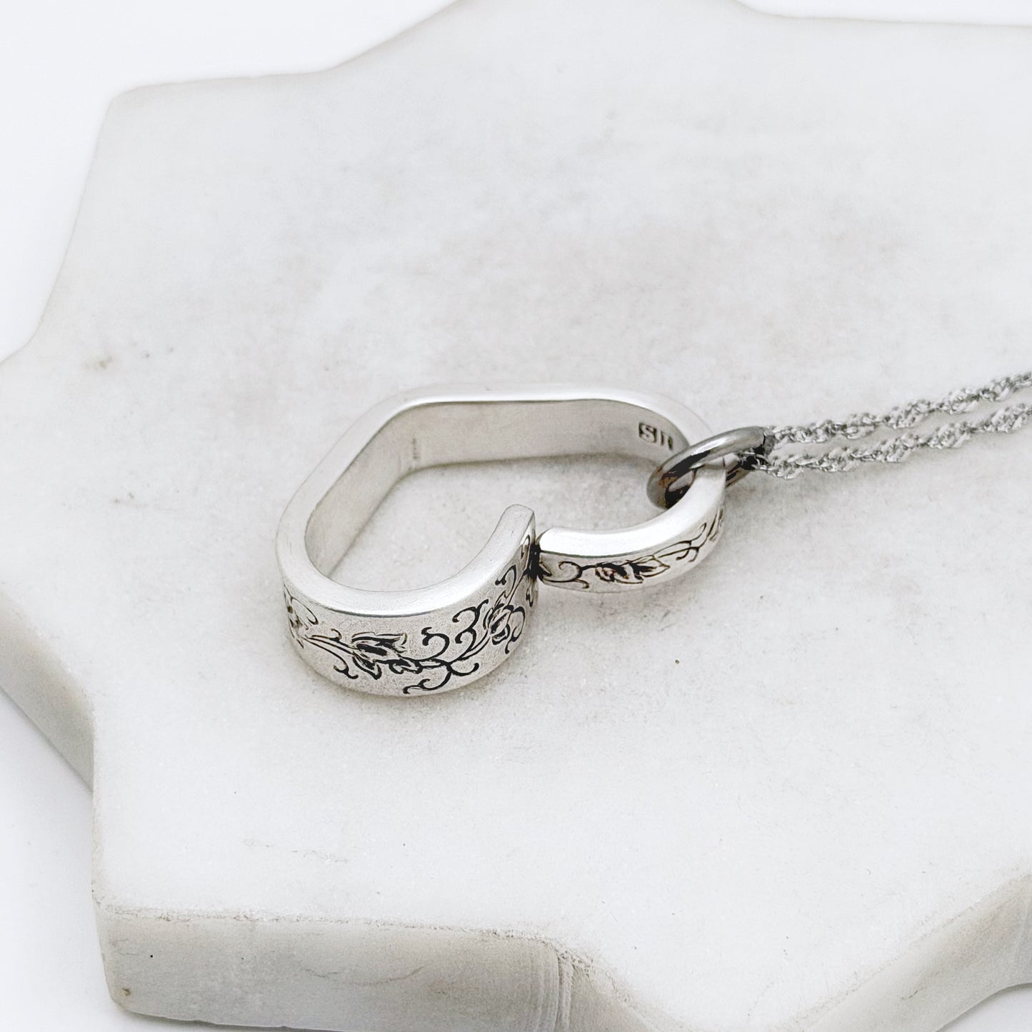 Silver Lace 1968, RARE Small Floating Heart, Vintage Spoon Jewelry Hearts callistafaye