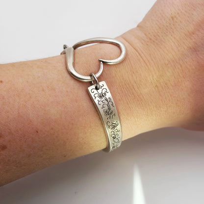 Silver Lace 1968, RARE Curly Fork Heart Bracelet, Vintage Spoon Handle, Vintage Fork Bracelet Bracelets callistafaye