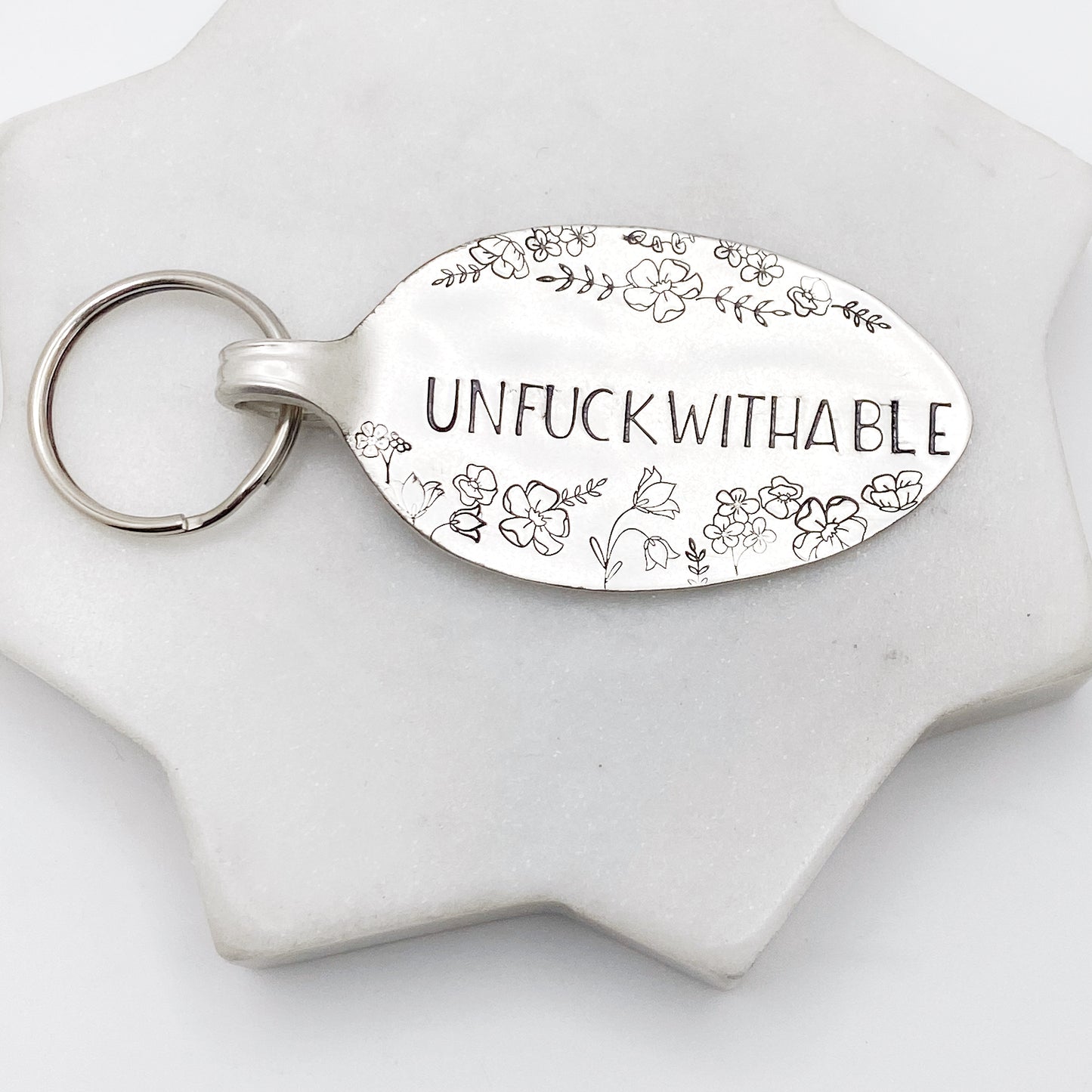 Unfuckwithable, Hand Stamped Vintage Spoon Keychain Keychains callistafaye   