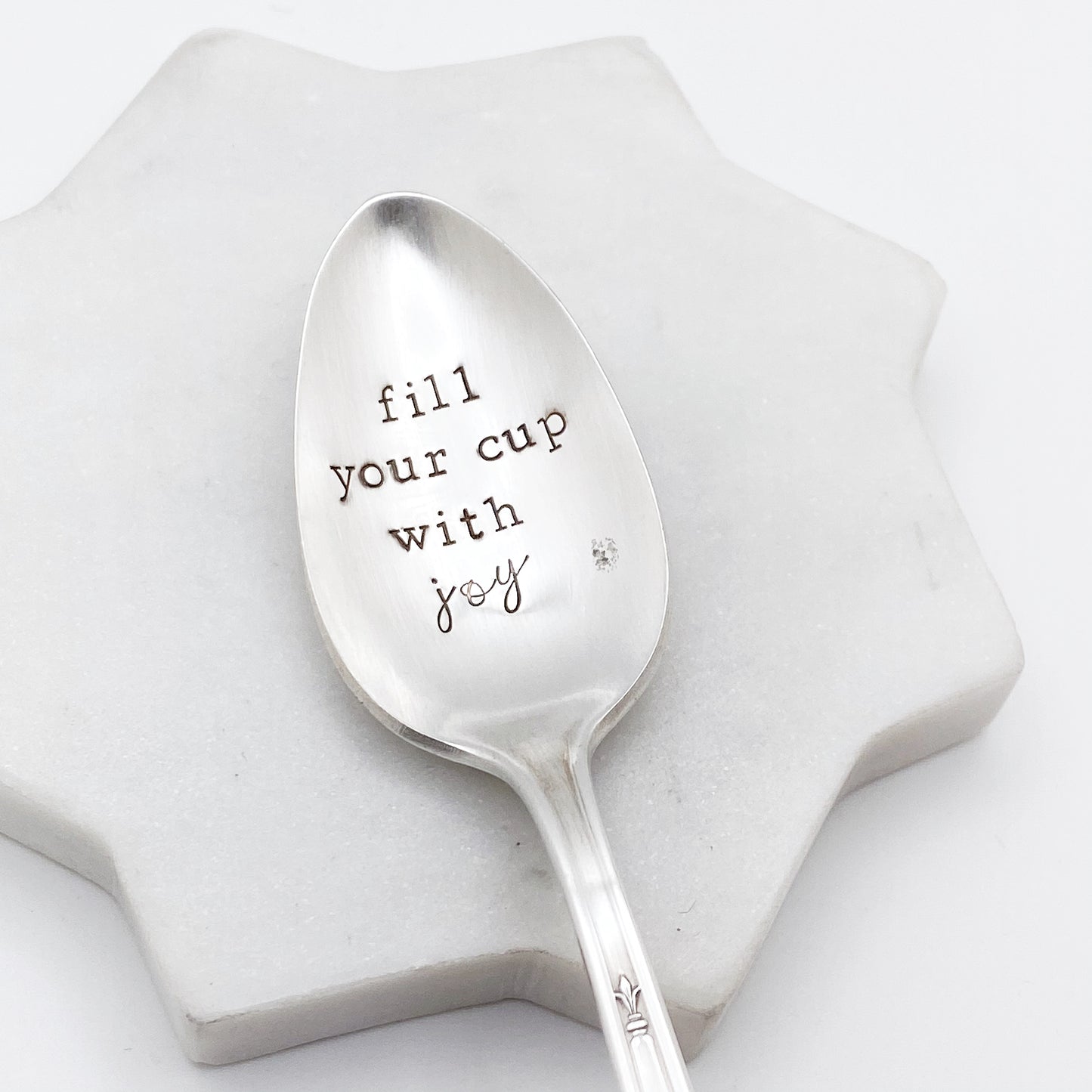 Fill Your Cup With Joy, Hand Stamped Vintage Spoon Spoons callistafaye   