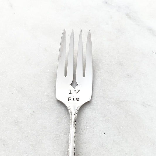 I <3 Pie, Hand Stamped Vintage Fork Forks callistafaye   