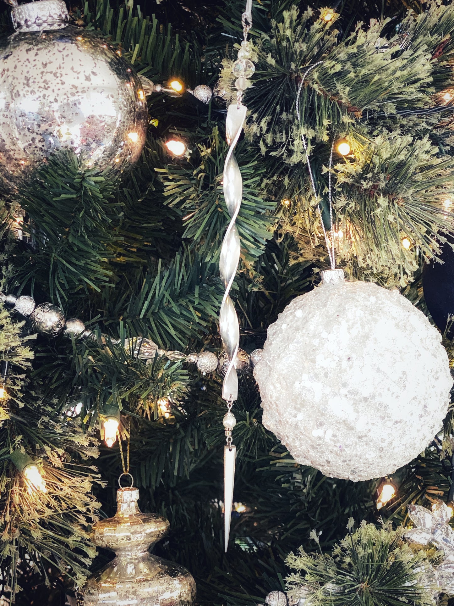 Victorian Inspired Icicle Ornament, Large Metal Icicle Decoration, Hand Made Christmas Ornament Ornaments callistafaye   