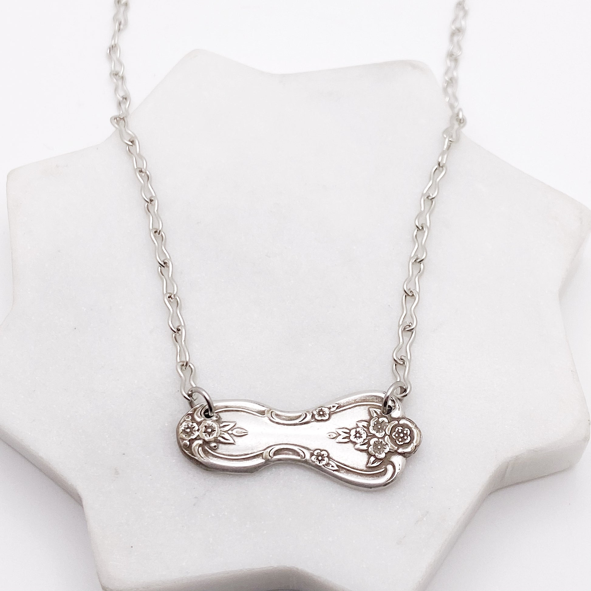 Inspiration Magnolia 1951, Spoon Handle Bar Necklace, Reclaimed Silverware Necklace, Vintage Silver Necklace Necklaces callistafaye   