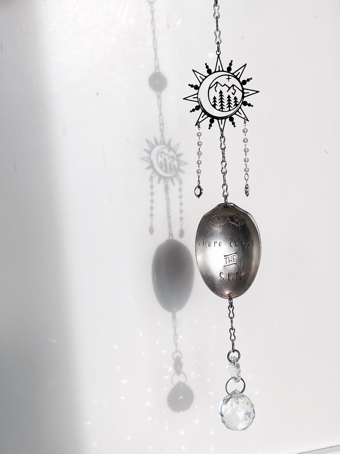 Here Comes the Sun - Sun Catcher, Medium Sun Catcher Crystal, Vintage Silverware Window Ornament Suncatcher callistafaye