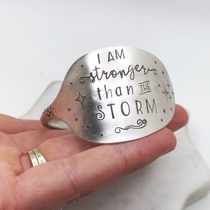 I am Stronger than the Storm, Cuff Bracelet, Evening Star 1950, Vintage Spoon Jewelry Bracelets callistafaye   