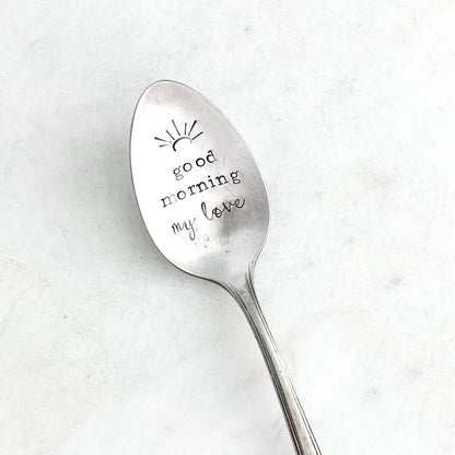 Good Morning My Love, Hand Stamped Vintage Spoon Spoons callistafaye   