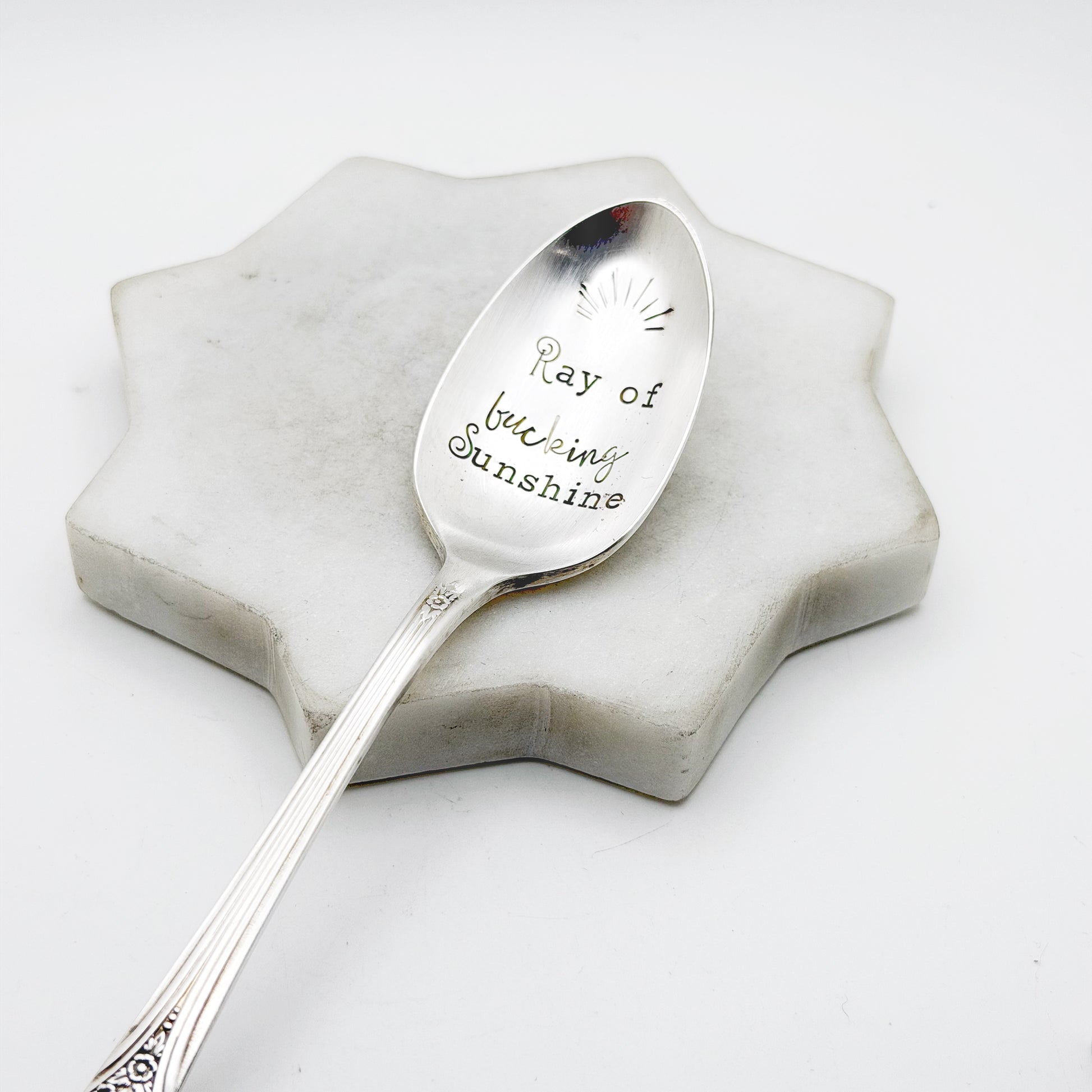 Ray of Fucking Sunshine, Hand Stamped Vintage Spoon Spoons callistafaye