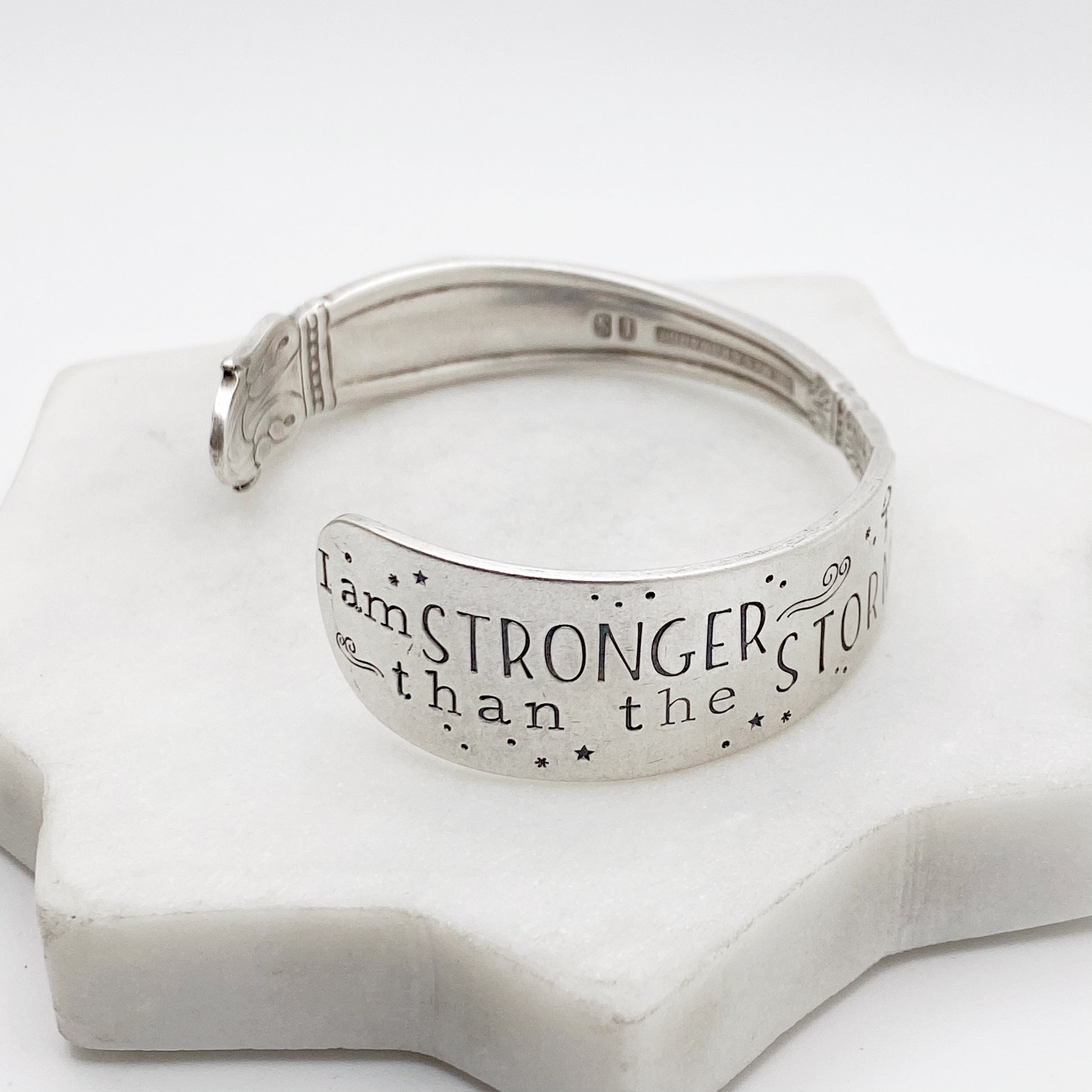 I am Stronger than the Storm, Danish Princess 1938, RARE Cuff Bracelet, Hand Stamped Vintage Spreader Bracelets callistafaye   