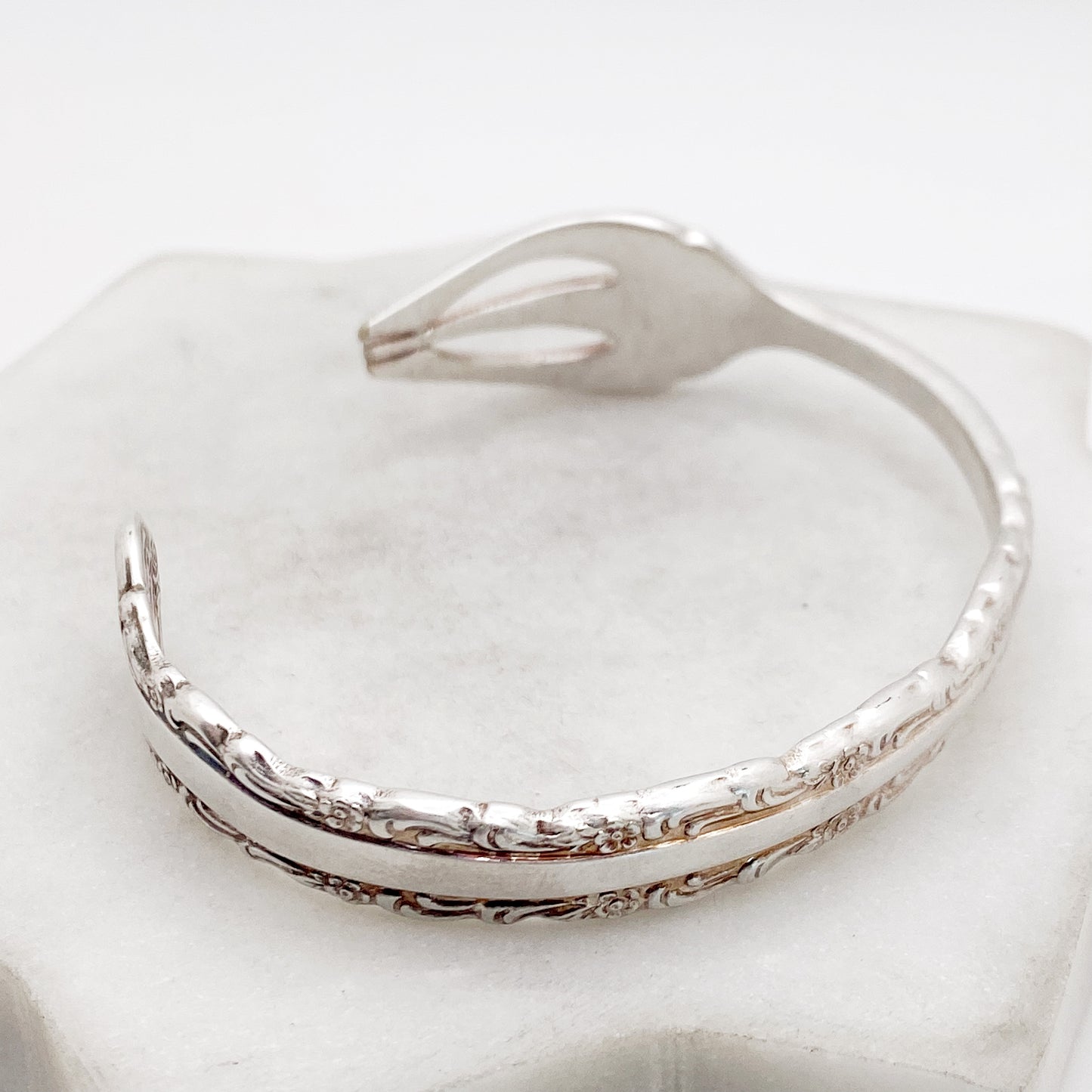 Bellfontaine 1973, RARE Cocktail Fork Cuff Bracelet, Hand Stamped Vintage Seafood Fork Bracelets callistafaye