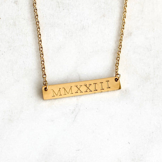 MMXXIII, Graduation Gift 2023, Hand Stamped Bar Necklace Necklaces callistafaye   