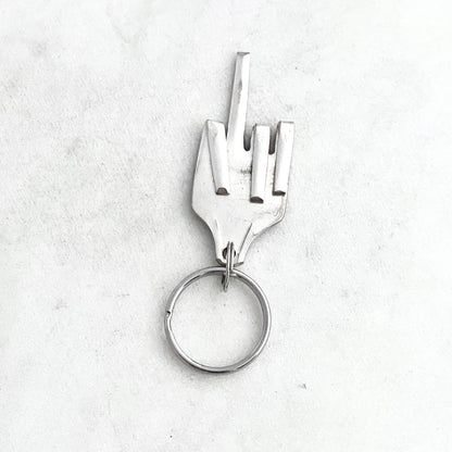 Middle Finger, Fork Mood Keychain, Hand Gesture Keychain, Vintage Silverware Keychain Keychains callistafaye   