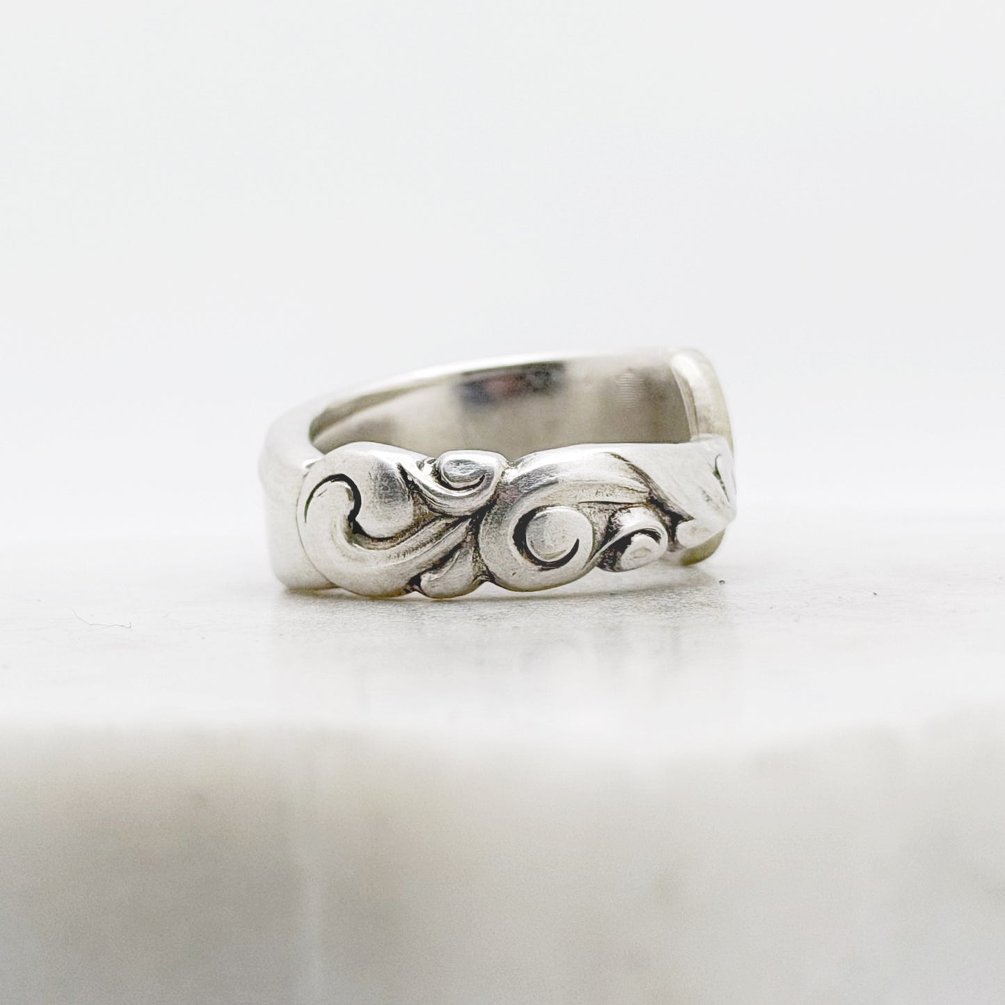 South Seas 1955, Custom Size Spoon Ring, Vintage Silverware Ring