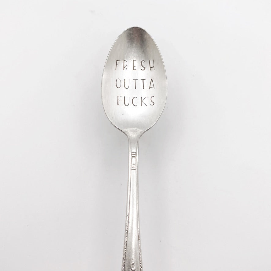 Fresh Outta Fucks, Hand Stamped Vintage Spoon Spoons callistafaye