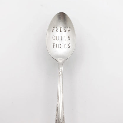 Fresh Outta Fucks, Hand Stamped Vintage Spoon Spoons callistafaye