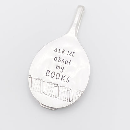 Ask Me About My Books, Vintage Spoon Bookmark Bookmarks callistafaye   