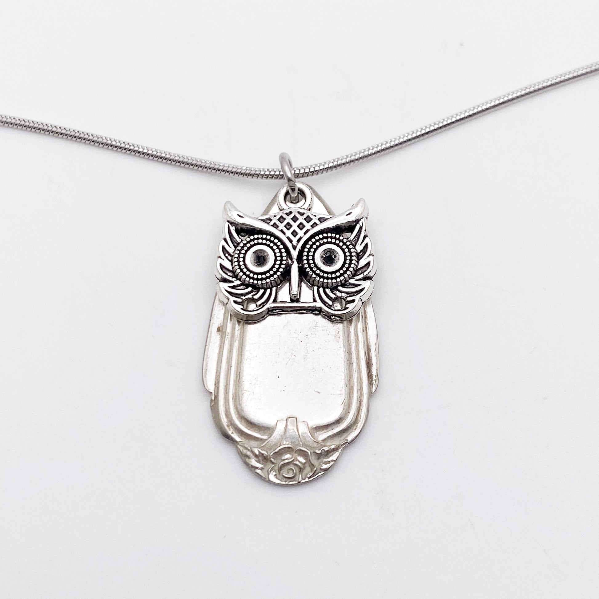 Owl Necklace, Owl Charm Pendant, Vintage Silverware Jewelry Necklaces callistafaye i - Rose Owl