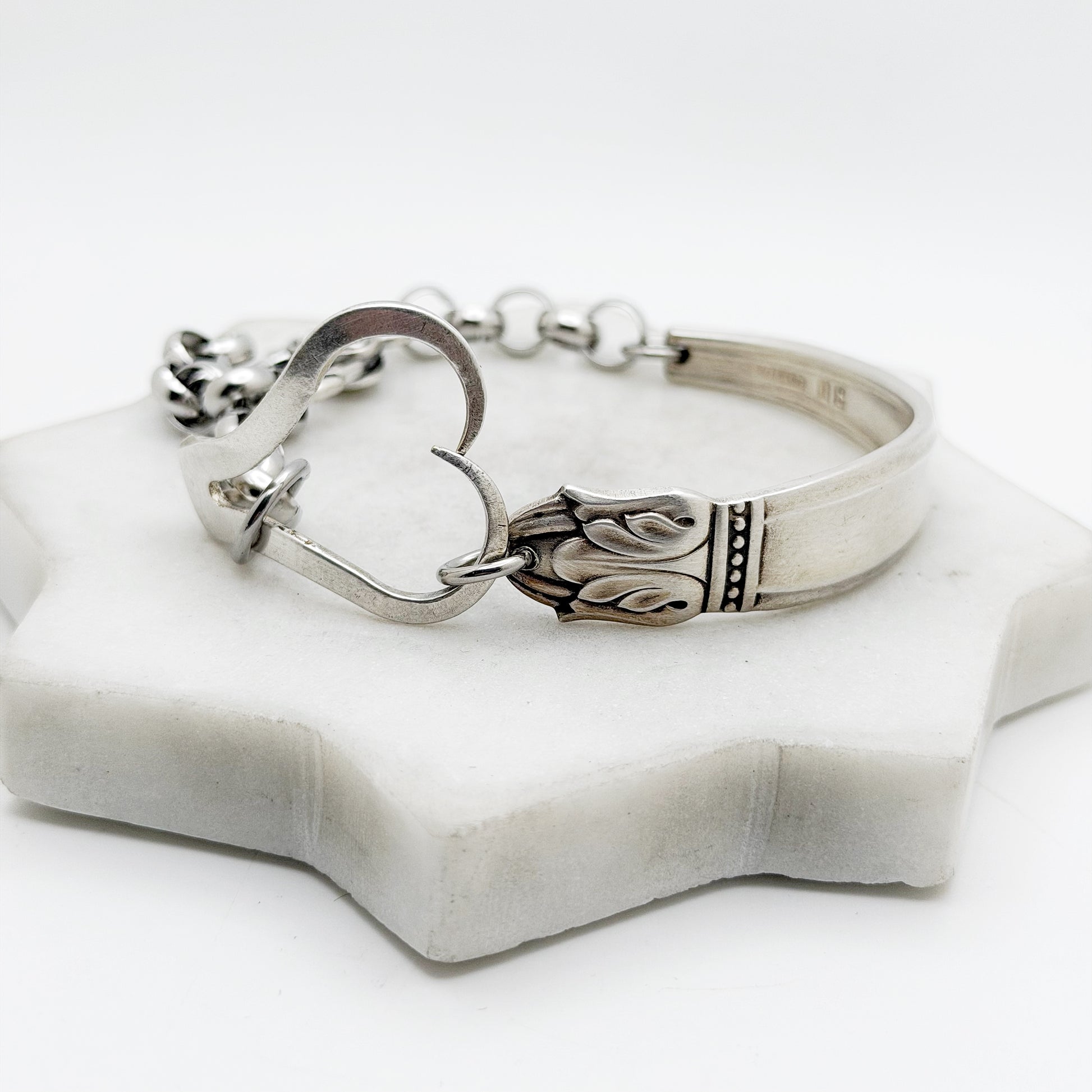 Danish Princess 1938, RARE Curly Fork Heart Bracelet, Vintage Spoon Handle, Vintage Fork Bracelet Bracelets callistafaye