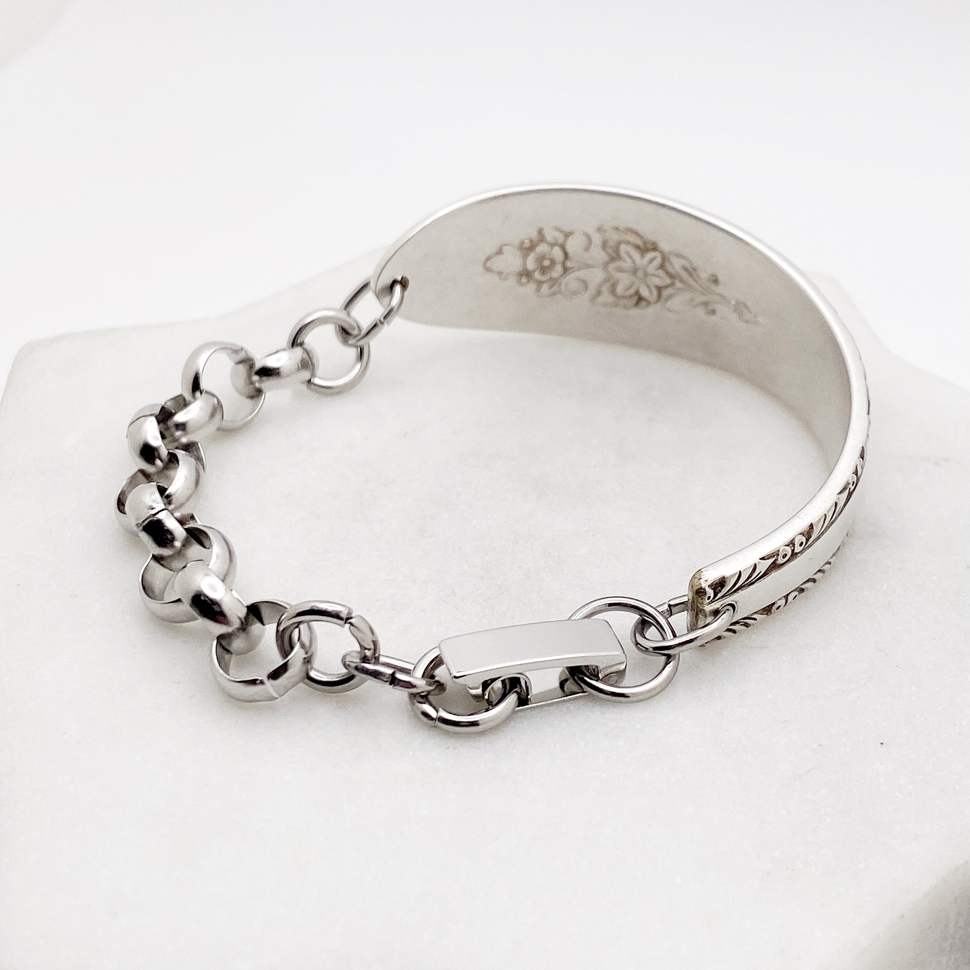 Lady Stuart 1949, Half Chain Bracelet, Vintage Spoon Handle, Antique Spoon Bracelet Bracelets callistafaye   