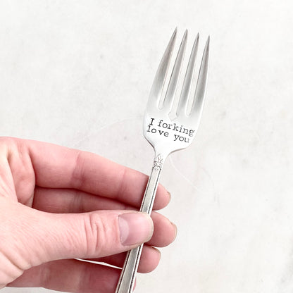 I Forking Love You, Hand Stamped Vintage Fork Forks callistafaye   