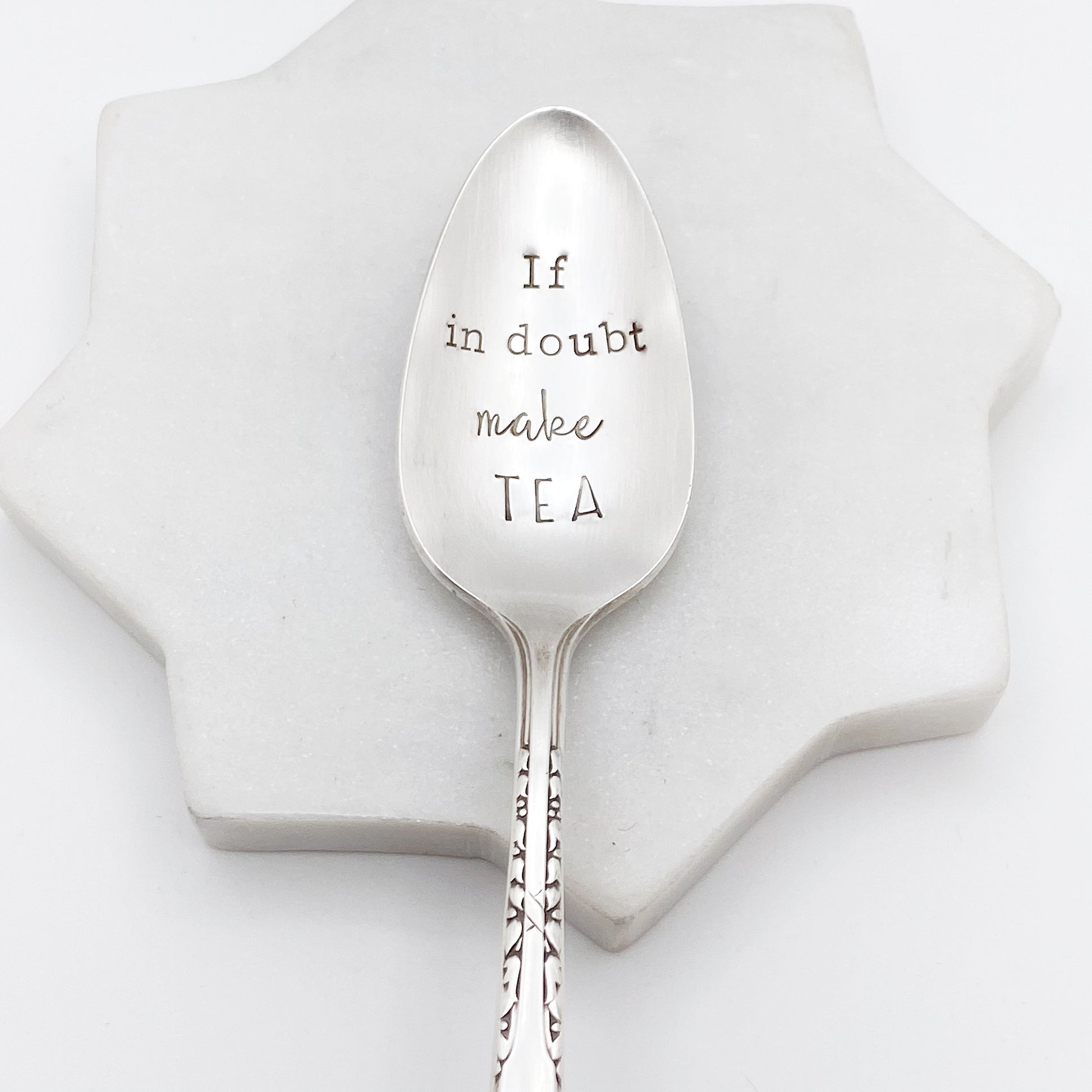 If In Doubt Make Tea, Hand Stamped Vintage Spoon Spoons callistafaye   