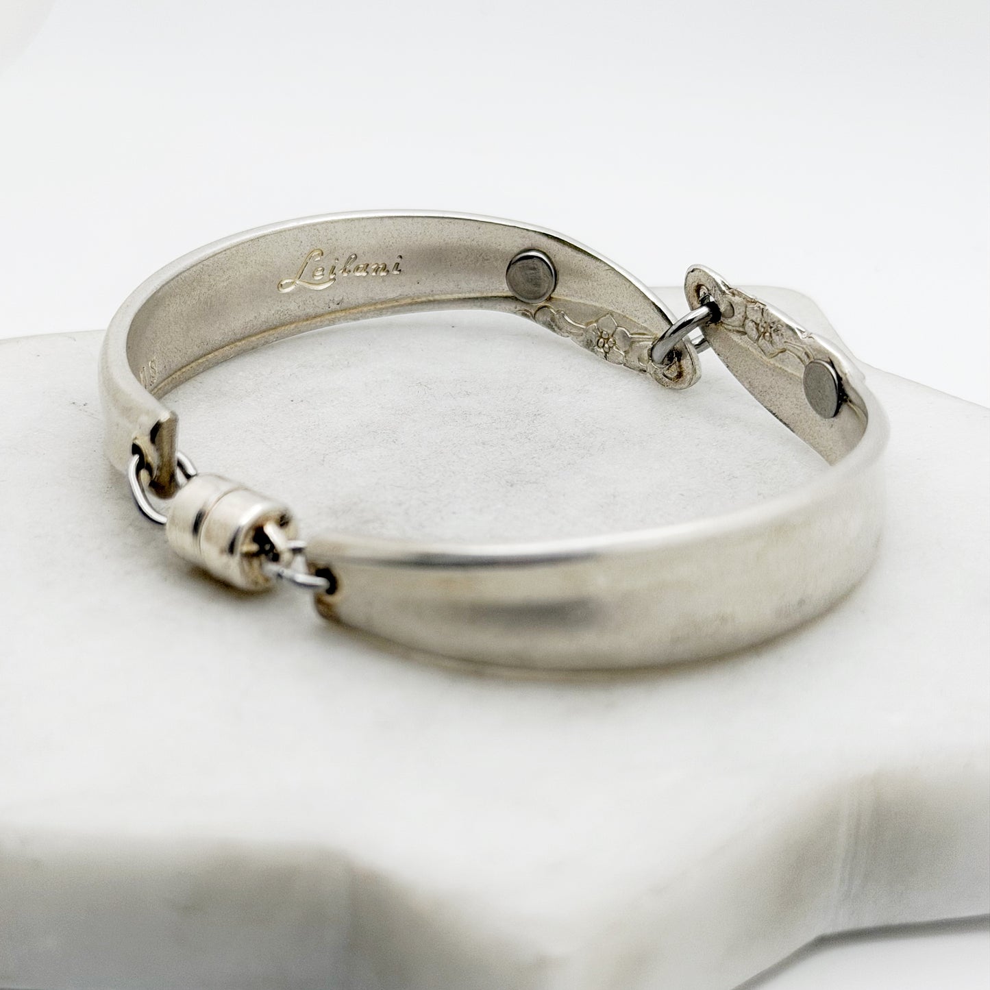 Leilani 1961 with Tanzanite, Two-Part Spoon Bracelet, Vintage Spoon Handle, Vintage Spoon Bracelet with Purple Rivet Bracelets callistafaye