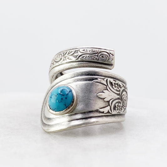 Fortune 1932, Turquoise Rivet, Custom Size Spiral Spoon Ring, Vintage Spoon Ring Rings callistafaye