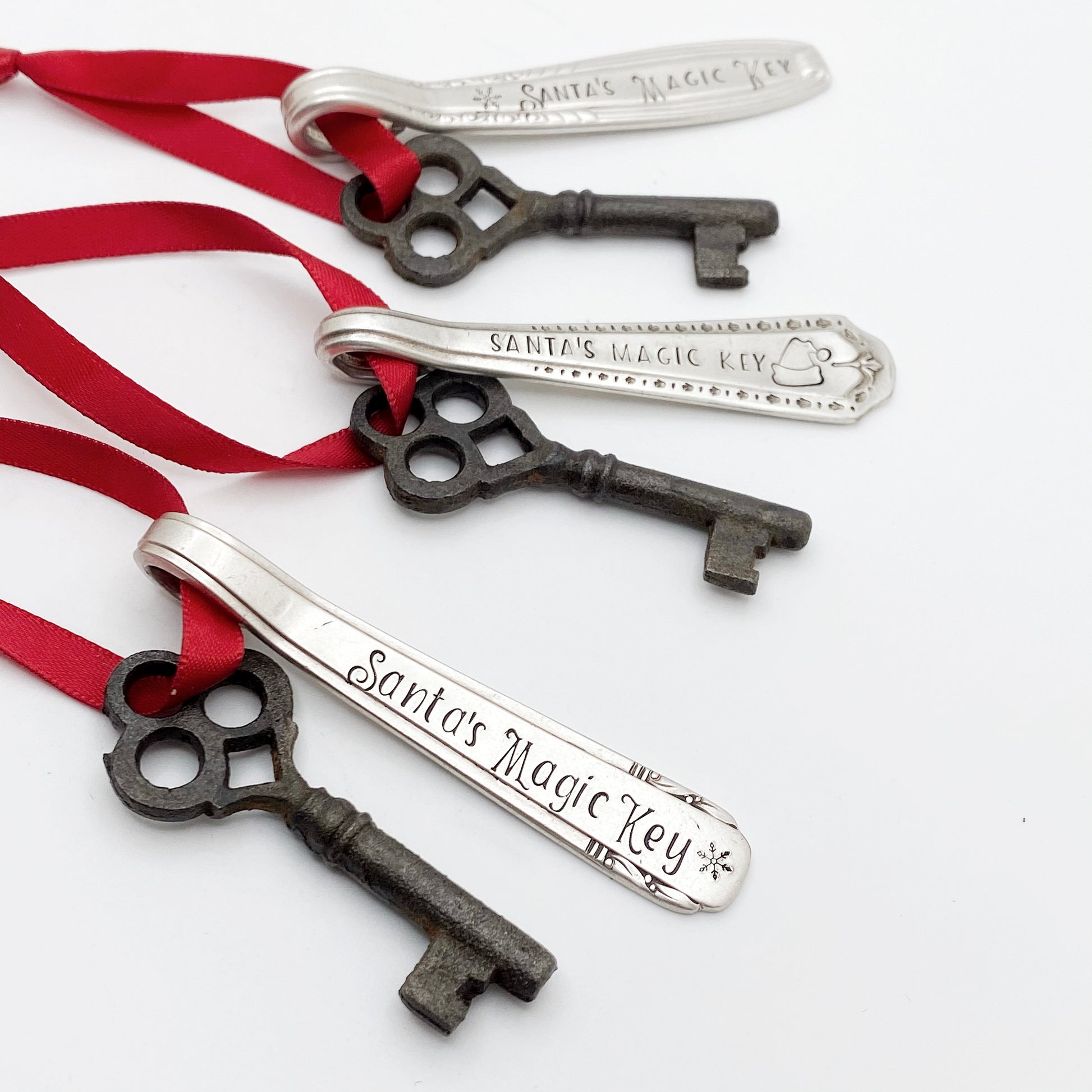 Santa's Magic Key, Hand Stamped Vintage Spoon Ornament Ornaments callistafaye   