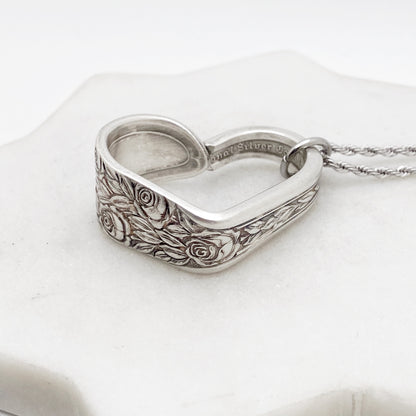 Rose and Leaf 1937, Floating Heart, Vintage Spoon Jewelry Hearts callistafaye   