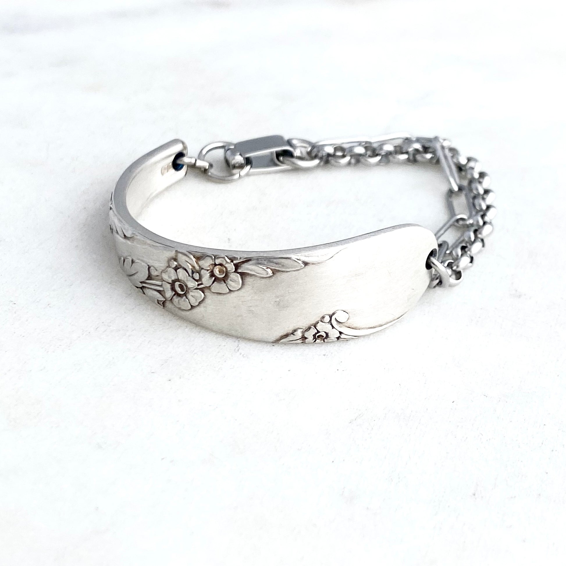 Bridal Wreath 1950, Half Chain Bracelet, Vintage Spoon Handle, Antique Spoon Bracelet Bracelets callistafaye   