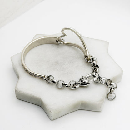 Silver Lace 1968, RARE Curly Fork Heart Bracelet, Vintage Spoon Handle, Vintage Fork Bracelet Bracelets callistafaye