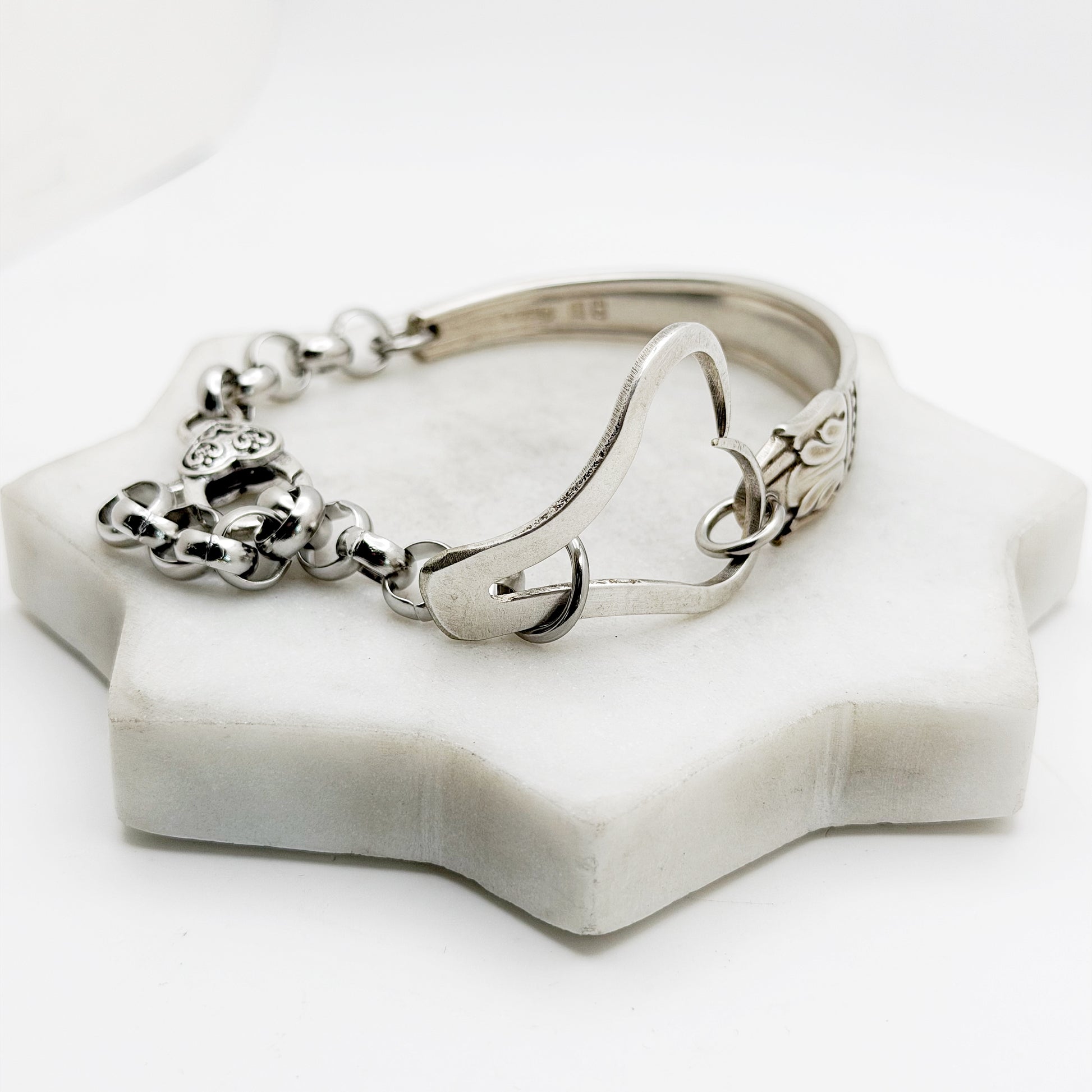 Danish Princess 1938, RARE Curly Fork Heart Bracelet, Vintage Spoon Handle, Vintage Fork Bracelet Bracelets callistafaye