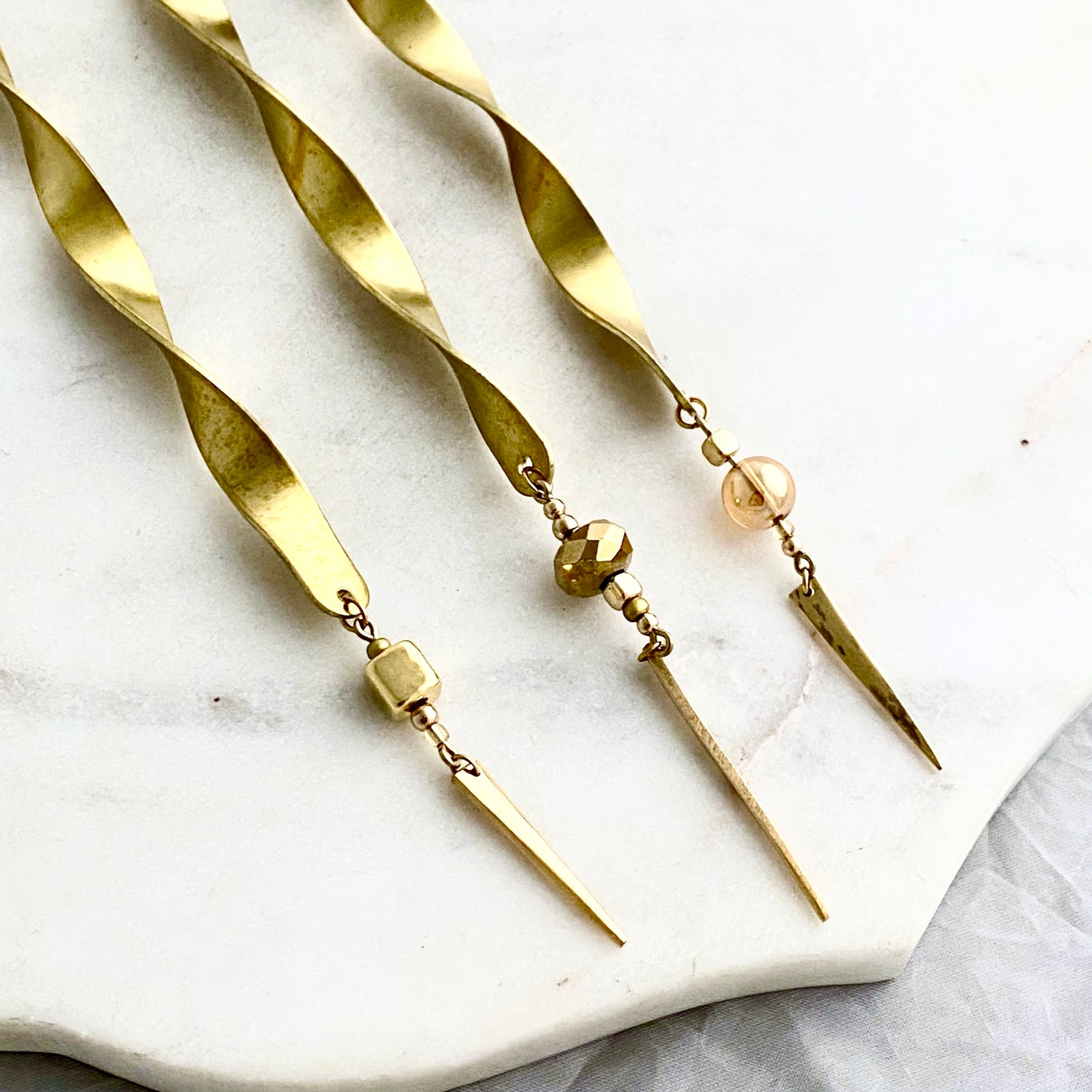 Golden Victorian Inspired Icicle Ornament Set of 3, Large Brass Icicle Decoration, Hand Made Christmas Ornament Ornaments callistafaye   