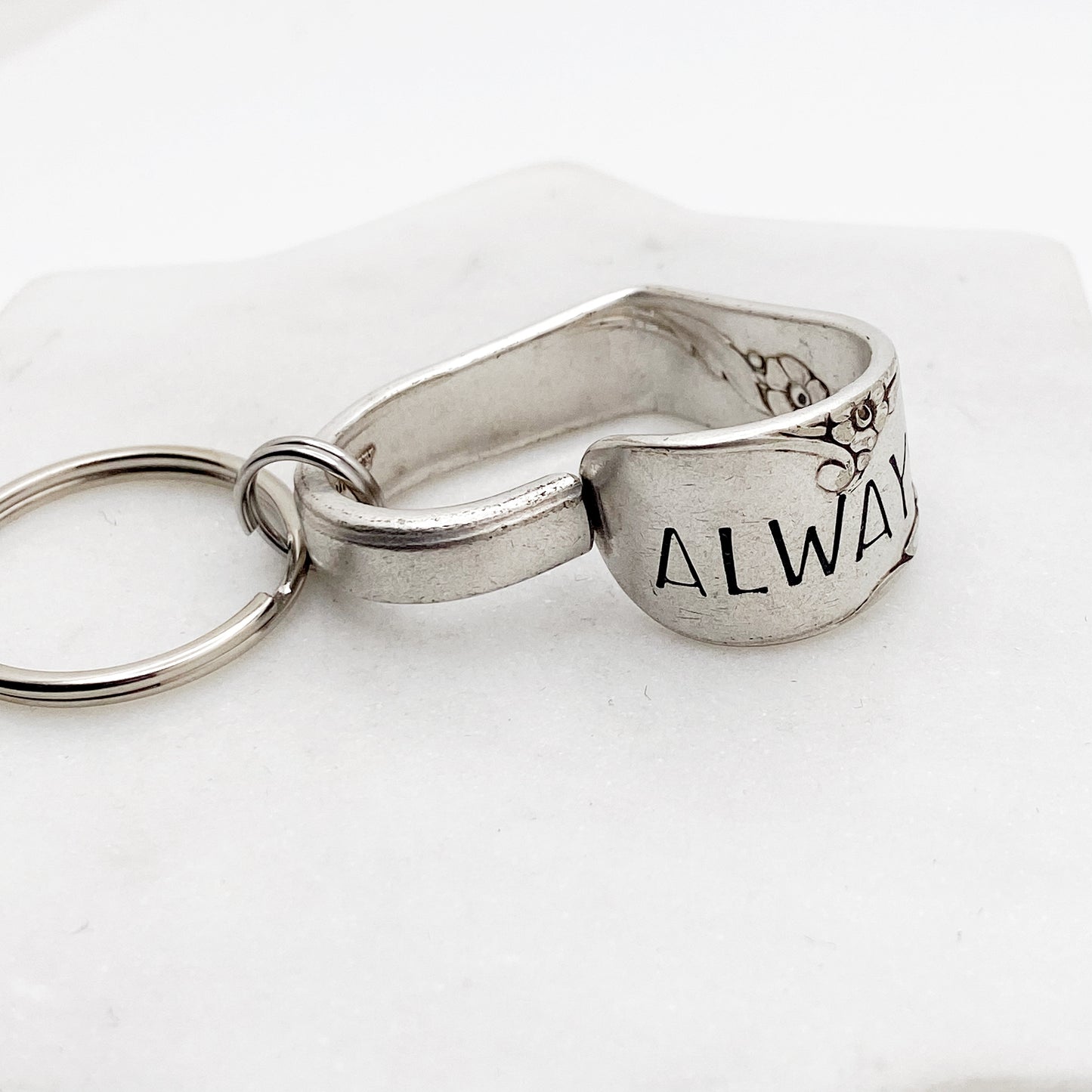 Always, Bridal Wreath 1950, Floating Heart Keychain, Vintage Spoon Keychain Hearts callistafaye   