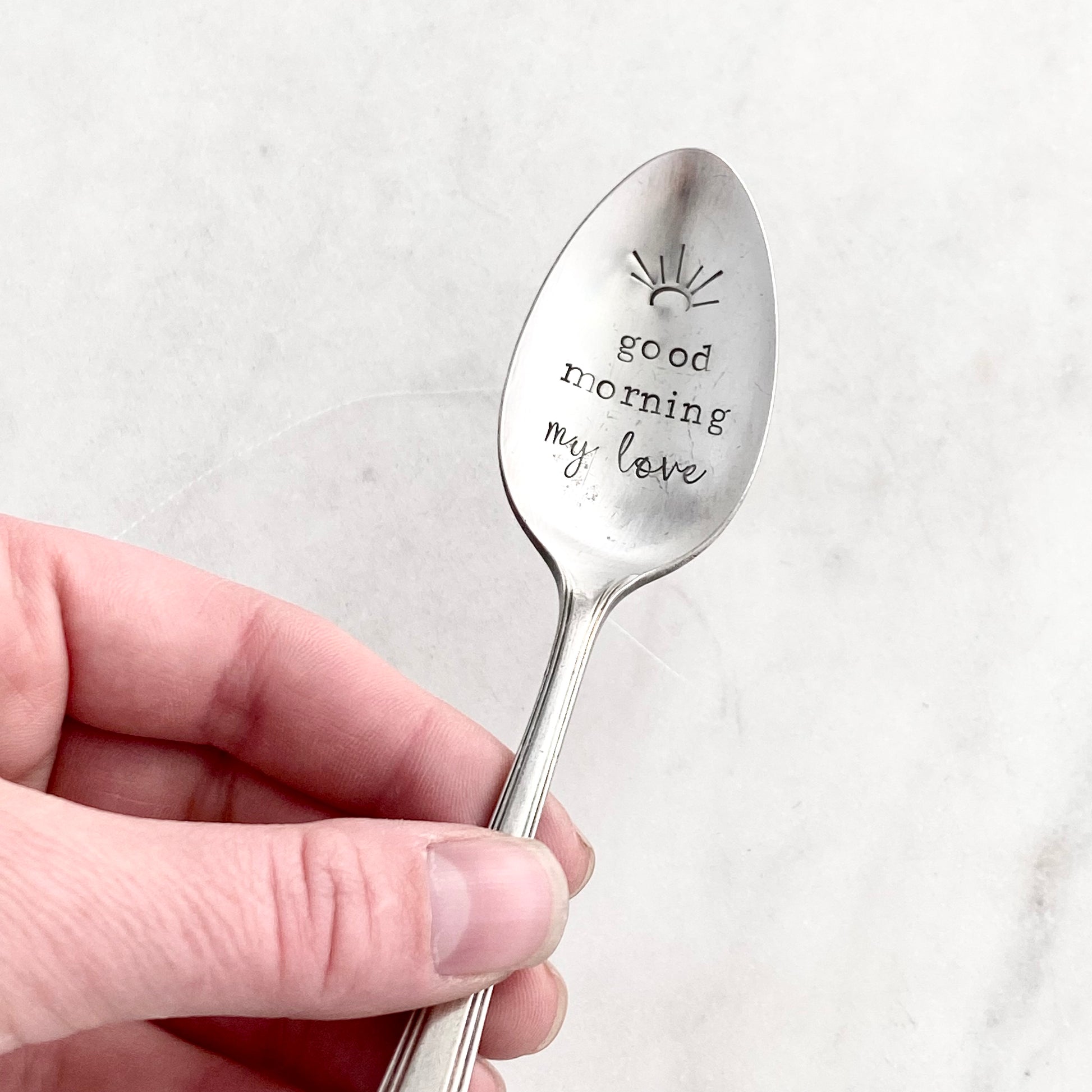 Good Morning My Love, Hand Stamped Vintage Spoon Spoons callistafaye   