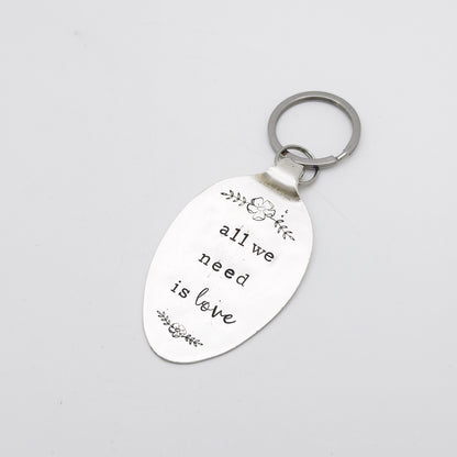 All We Need is Love, Hand Stamped Vintage Spoon Keychain Keychains callistafaye