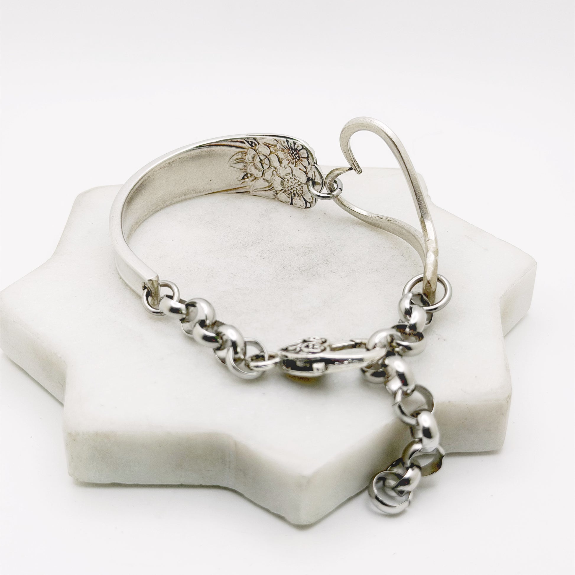 April 1950, RARE Curly Fork Heart Bracelet, Vintage Spoon Handle, Vintage Fork Bracelet Bracelets callistafaye